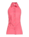 Msgm Woman Shirt Coral Size 8 Cotton In Red