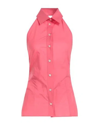 Msgm Woman Shirt Coral Size 8 Cotton In Red