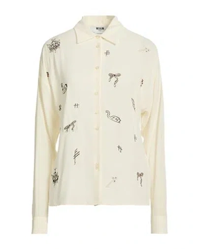 Msgm Woman Shirt Cream Size 8 Polyester In Gray