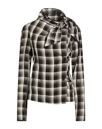 Msgm Woman Shirt Dark Brown Size 4 Viscose In Multi