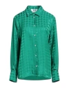 Msgm Woman Shirt Emerald Green Size 0 Acetate, Viscose