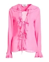 Msgm Woman Shirt Fuchsia Size 6 Polyester In Pink