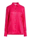 Msgm Woman Shirt Fuchsia Size 8 Acetate, Viscose In Multi