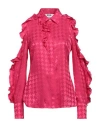 Msgm Woman Shirt Fuchsia Size 6 Acetate, Viscose In Pink
