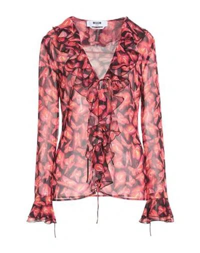 Msgm Woman Shirt Fuchsia Size 10 Polyester In Pink