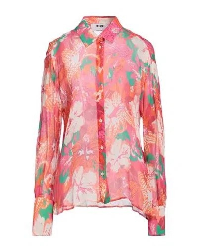 Msgm Woman Shirt Fuchsia Size 8 Viscose In Pink
