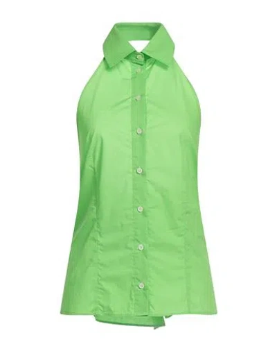 Msgm Woman Shirt Green Size 4 Cotton