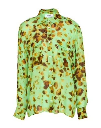 Msgm Woman Shirt Green Size 4 Viscose