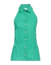 Msgm Woman Shirt Green Size 4 Cotton In Green