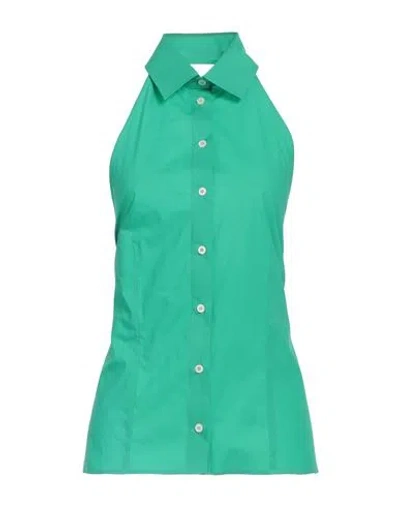 Msgm Woman Shirt Green Size 6 Cotton
