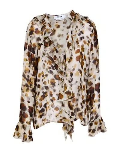 Msgm Woman Shirt Grey Size 2 Viscose In Multi