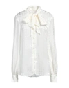 Msgm Gathered Tie-neck Houndstooth-pattern Blouse In White