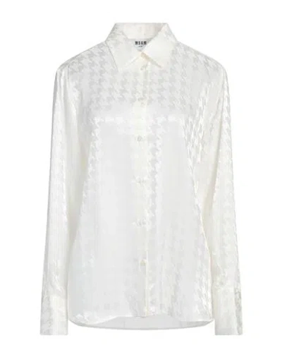 Msgm Chic Houndstooth Patterned Shirt With Comfortable Fit And Sophisticated Style In White