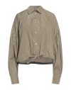 Msgm Woman Shirt Khaki Size 6 Polyester In Beige