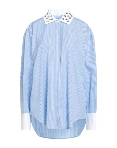 Msgm Woman Shirt Light Blue Size 10 Cotton