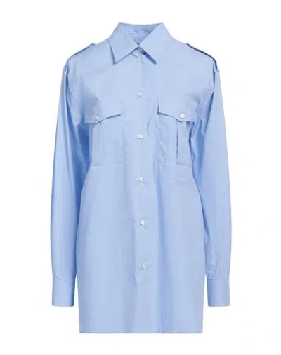 Msgm Woman Shirt Light Blue Size 8 Cotton