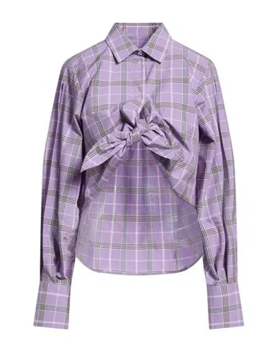 Msgm Woman Shirt Lilac Size 0 Cotton, Polyester In Purple