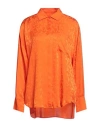 Msgm Woman Shirt Orange Size 10 Acetate, Silk In Orange