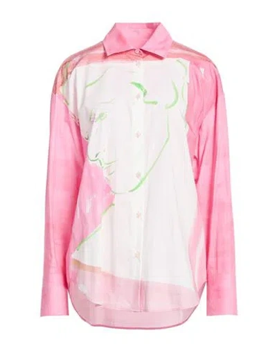 Msgm Woman Shirt Pink Size 2 Cotton