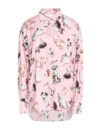 Msgm Woman Shirt Pink Size 2 Viscose In Multi