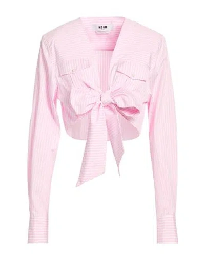 Msgm Woman Shirt Pink Size 4 Cotton