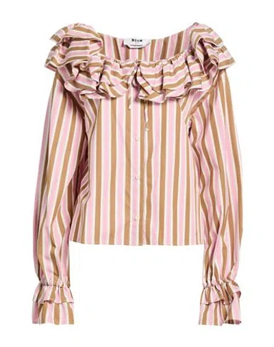 Msgm Woman Shirt Pink Size 4 Cotton