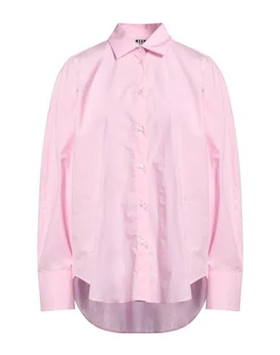 Msgm Woman Shirt Pink Size 4 Cotton