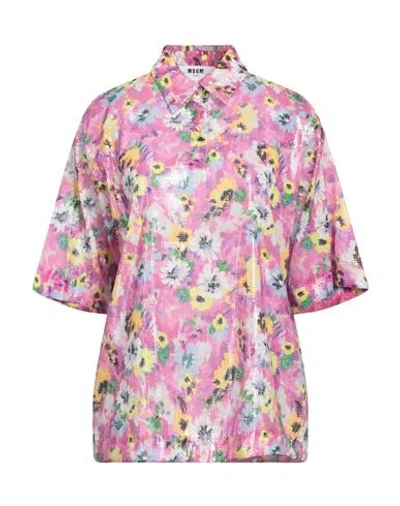 Msgm Woman Shirt Pink Size 4 Polyester