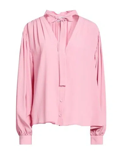 Msgm Woman Shirt Pink Size 6 Acetate, Silk