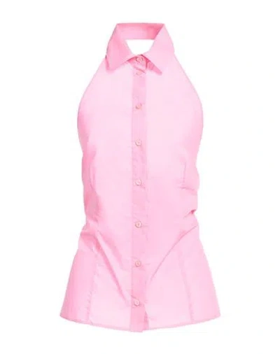 Msgm Woman Shirt Pink Size 10 Cotton