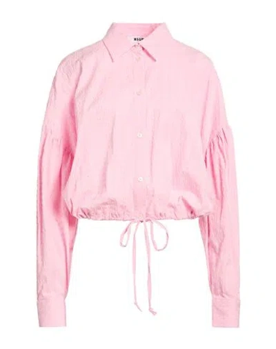 Msgm Woman Shirt Pink Size 8 Cotton, Elastane