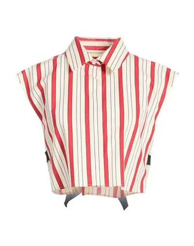 Msgm Woman Shirt Red Size 8 Cotton, Polyamide, Viscose