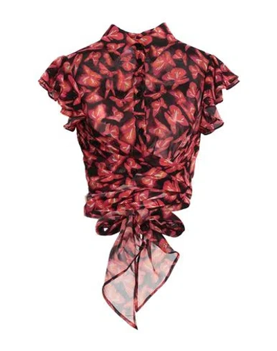 Msgm Woman Shirt Rust Size 4 Polyester In Red