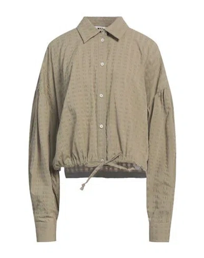 Msgm Woman Shirt Sage Green Size 6 Cotton, Elastane