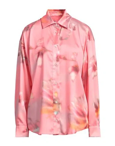 Msgm Woman Shirt Salmon Pink Size 6 Polyester
