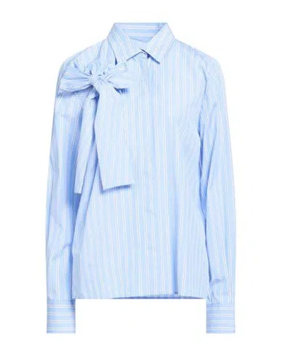 Msgm Woman Shirt Sky Blue Size 8 Cotton