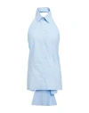 Msgm Woman Shirt Sky Blue Size 8 Cotton