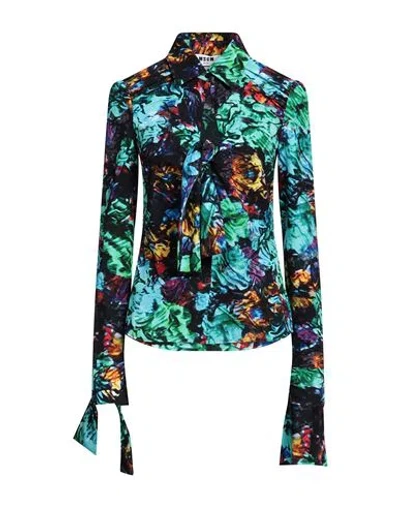Msgm Woman Shirt Turquoise Size 4 Polyester, Elastane In Multi