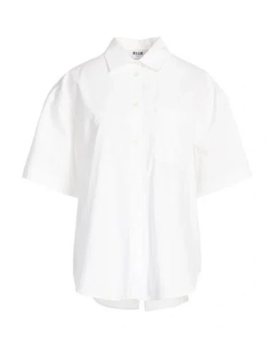 Msgm Woman Shirt White Size 10 Cotton In Multi