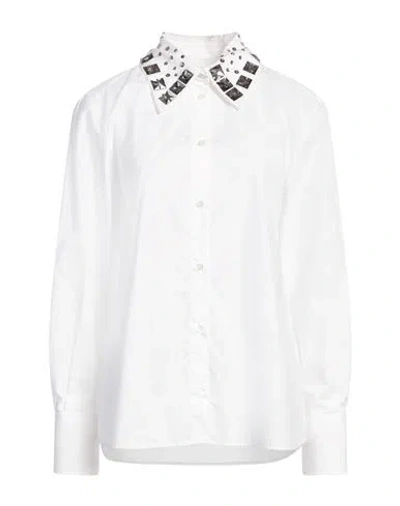 Msgm Woman Shirt White Size 10 Cotton, Resin
