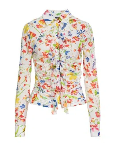 Msgm Woman Shirt White Size 10 Polyamide, Elastane In Multi