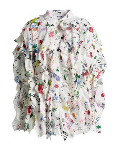 Msgm Woman Shirt White Size 4 Cotton