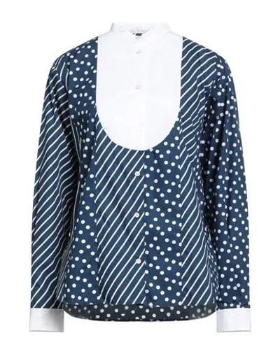 Msgm Woman Shirt White Size 4 Cotton In Blue
