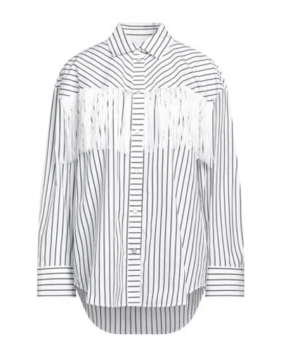 Msgm Woman Shirt White Size 6 Cotton, Acetate