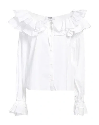 Msgm Woman Shirt White Size 8 Cotton