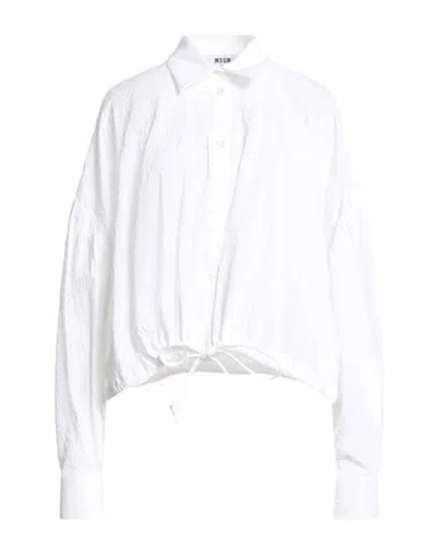 Msgm Woman Shirt White Size 8 Cotton, Elastane