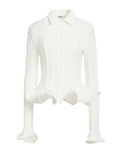 Msgm Woman Shirt White Size 8 Cotton, Polyamide, Elastane