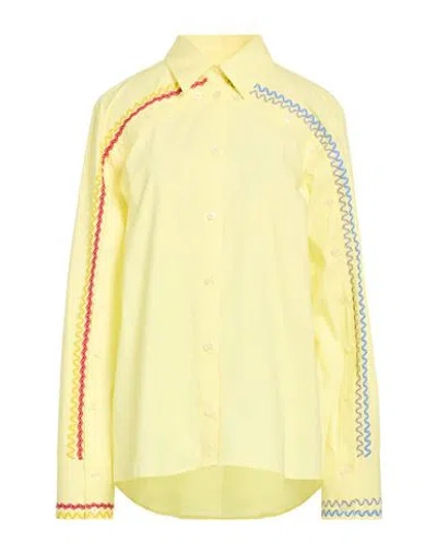 Msgm Woman Shirt Yellow Size 4 Cotton