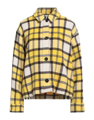 Msgm Woman Shirt Yellow Size 4 Wool, Polyamide