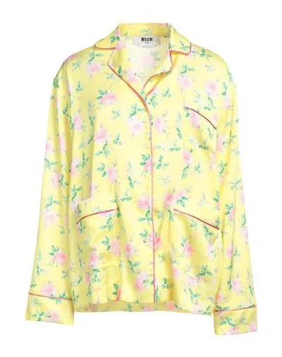 Msgm Woman Shirt Yellow Size 6 Polyester
